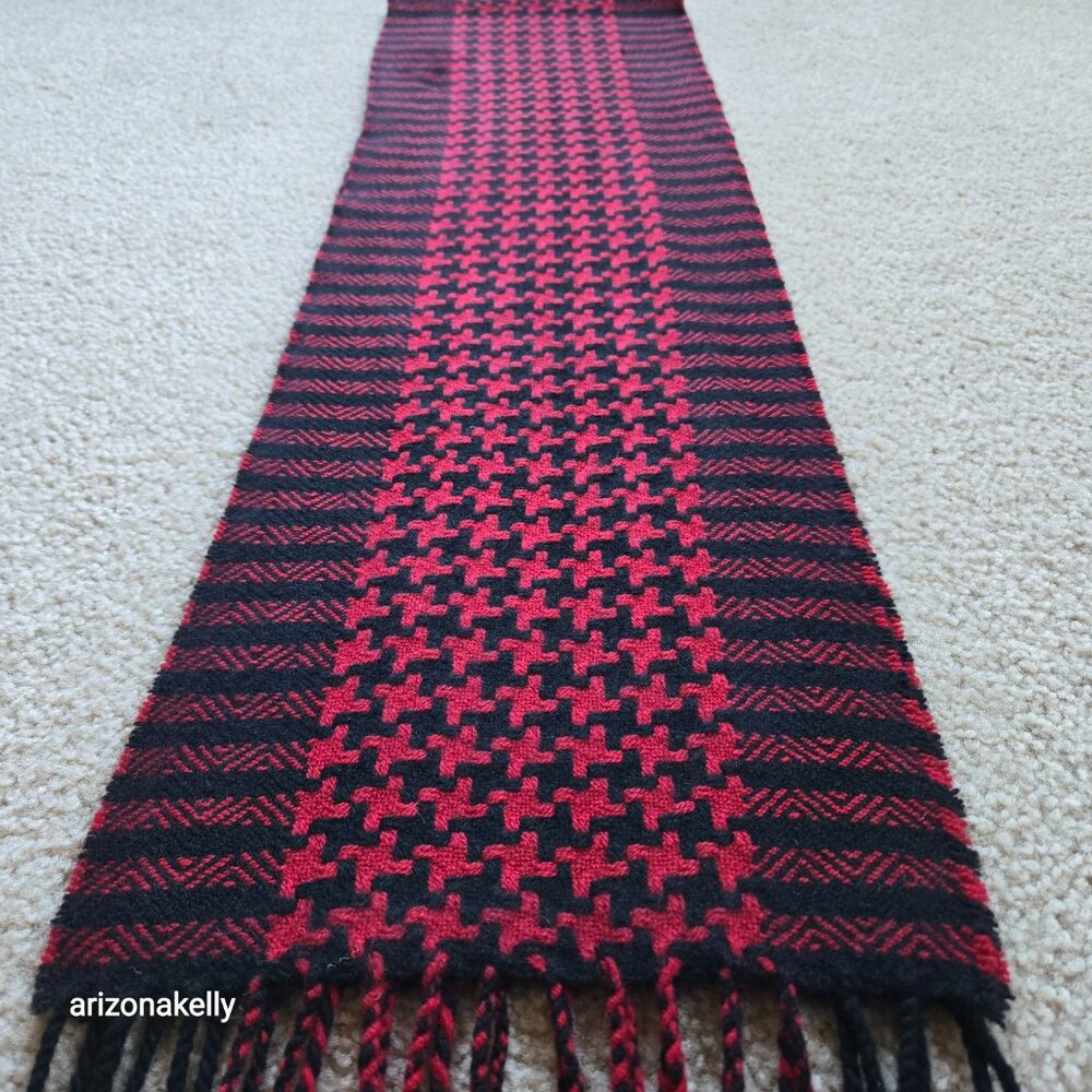 Charter Club Cashmere Houndstooth Scarf Black and Red - Picture 5 of 10